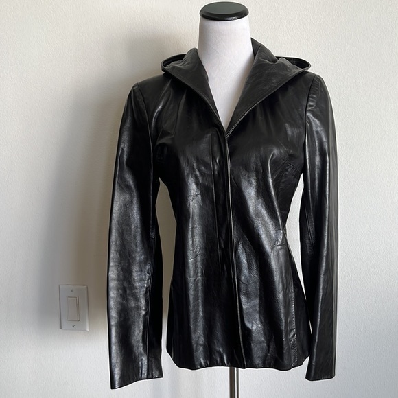 Woman’s leather jacket chaiken and Capone black size 8 vintage - Picture 2 of 10
